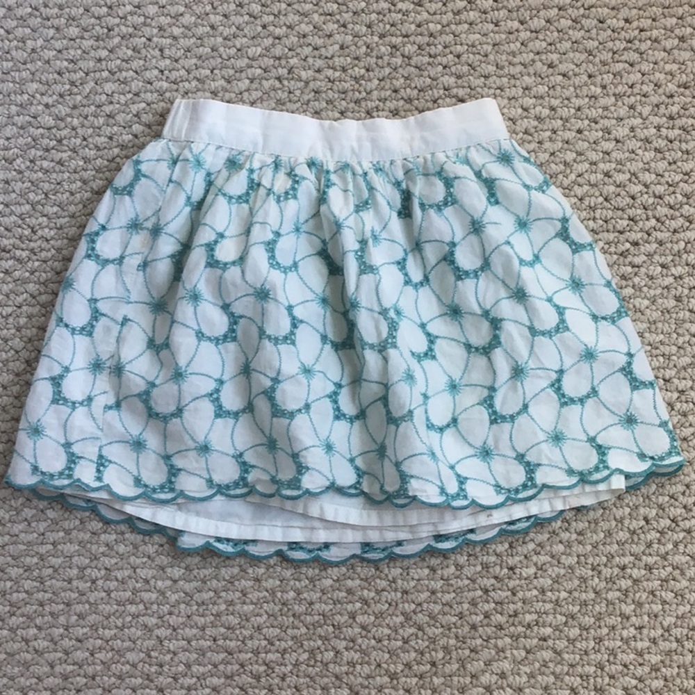BabyGap white and teal girls skirt